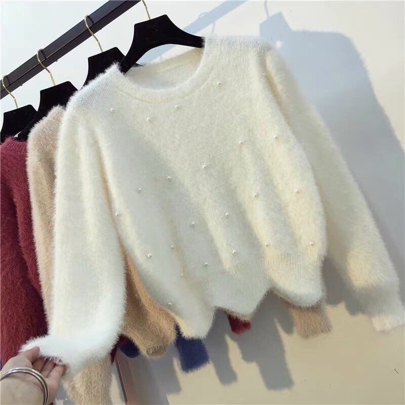 Áo len lông croptop đính hạt