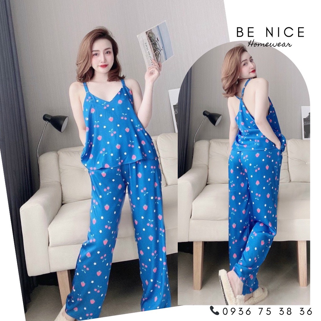 Bộ dây dài mặc nhà phối kiểu phía sau lạ mắt với nhiều họa tiết xinh xắn, Be Nice Homewear
