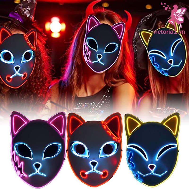 Anime Demon Slayer Special LED Halloween Mask Cosplay LED Light up Face Mask For Halloween Festival Costume Party