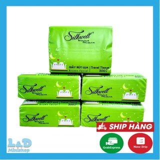 Combo 5 bịch giấy ăn gấu trúc silkwell 300 tờ