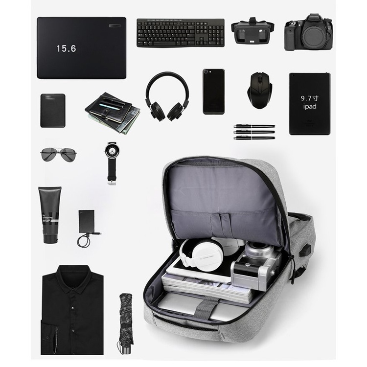 Balo Nam Lớn Đơn Giản Mới Đa Chức Năng Tích Hợp Usb Doanh Nhân, Học Sinh , Sinh Viên, Công Sở DUMBUM BL008