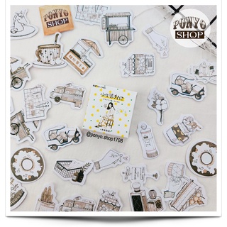 🖤 Hộp 46 sticker nhãn dán Sketch book trang trí Srapbook