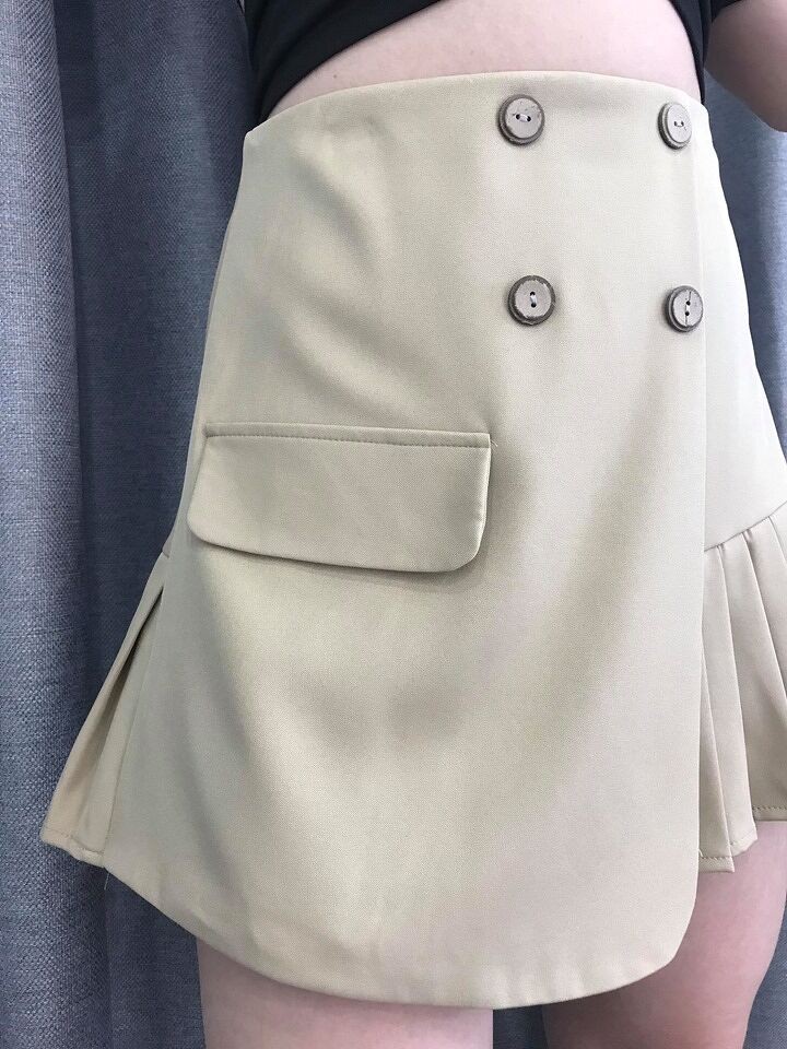 [Mã WABRLOW5 giảm 15% đơn 300K] Chân váy nữ dáng xòe LINBI màu be, kiểu dáng xếp ly năng động, xinh xắn J4096 | BigBuy360 - bigbuy360.vn