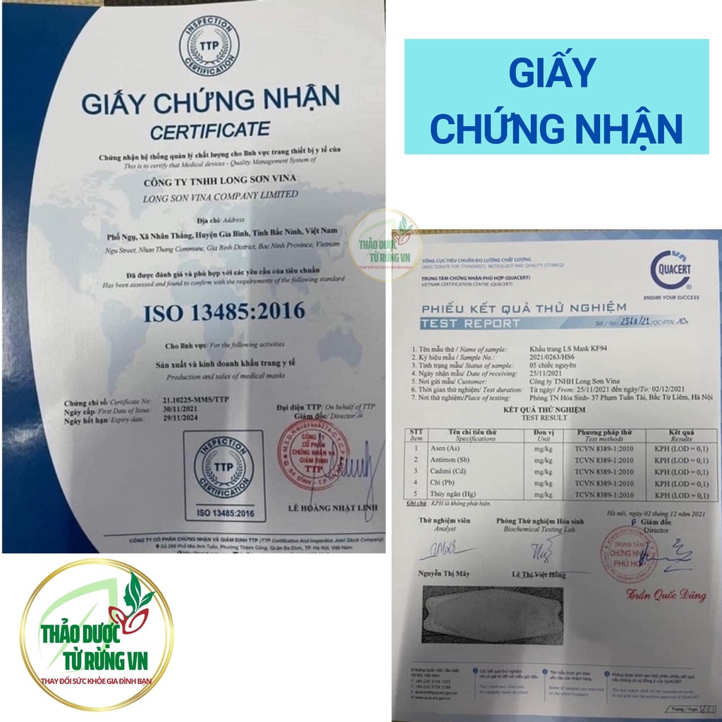 Khẩu Trang KF94 Long Sơn - Khẩu Trang 4D Thời Trang Chống Bụi Mịn Màu Trắng, Xanh, Xám Thảo Dược Từ Rừng VN