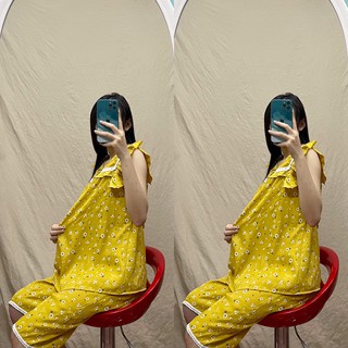 Bộ bầu lửng mặc nhà mùa hè chất đũi mát