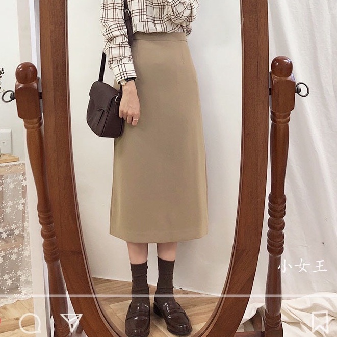 Chân váy dài nữ midi xẻ sau chất liệu tuyết mưa phong cách Hàn Quốc - Mã Cv518-PANOSI