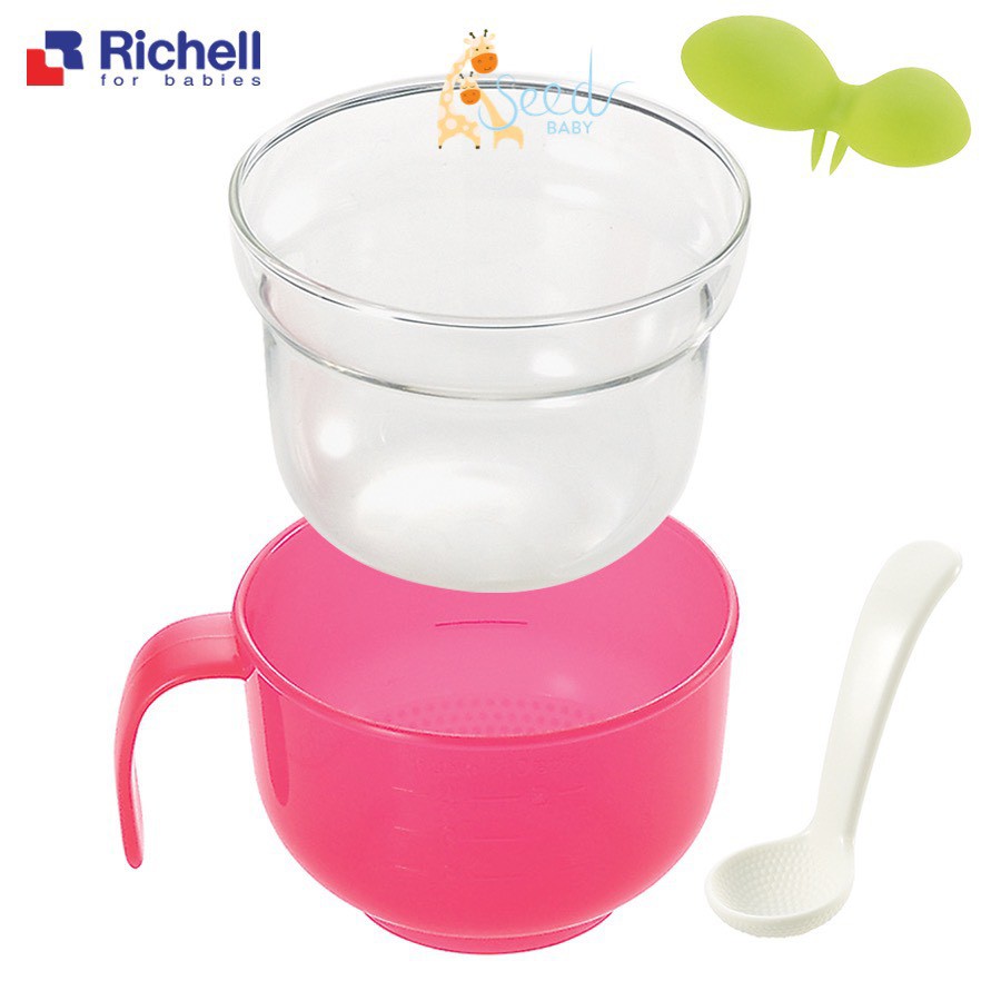 Bộ cốc nấu cháo, nấu cơm nát RICHELL Nhật trong nồi cơm điện - SEED BABY