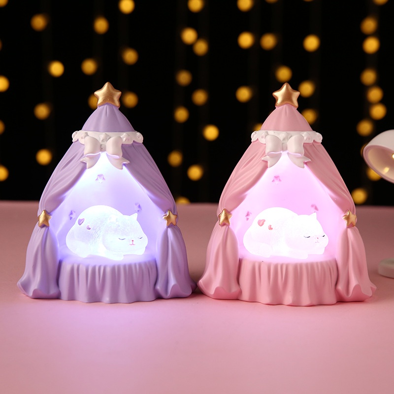 Mèo Kitty Đang Ngủ Bằng Nhựa Resin Dễ Thương Dùng Trang Trí