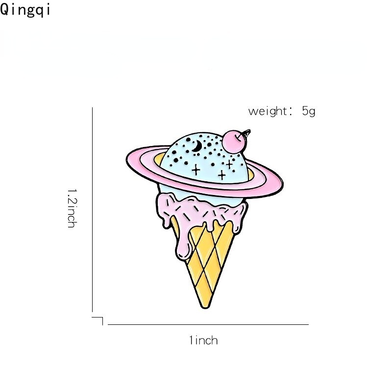 Trâm cài áo Miss Zoe hình cây kem hành tinh hoạt hình nhiều màu phong cách dễ thương