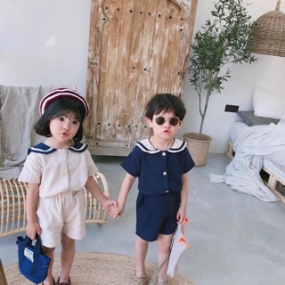 Set bộ hải quân bé trai gái 160k