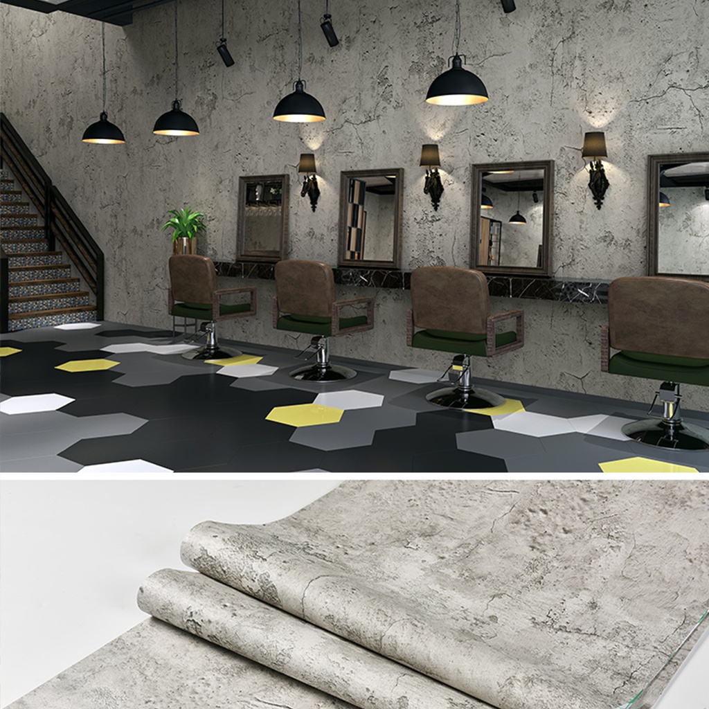 Giấy dán tường giả xi măng decal bê tông xám khổ 1.2mx0.5m