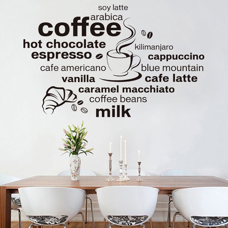 Decal dán tường trang trí chữ cafe