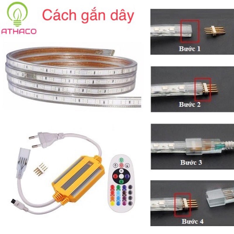 Dây đèn led trang trí ngoài trời, đèn led dây đổi màu 220v