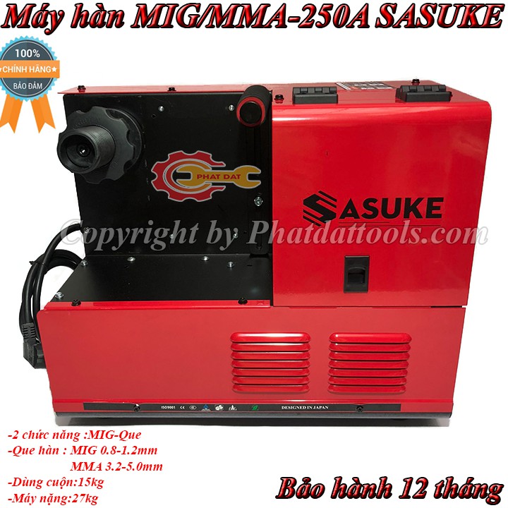 Máy hàn MIG/MMA-250A SASUKE-Máy hàn cuộn 15kg-2 Chức năng-Công nghệ Nhật Bản-Đầy đủ phụ kiện-Bảo hành 12 tháng