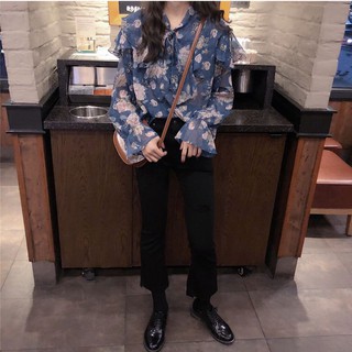 Áo kiểu nữ cổ bèo tay loe thời trang hàn