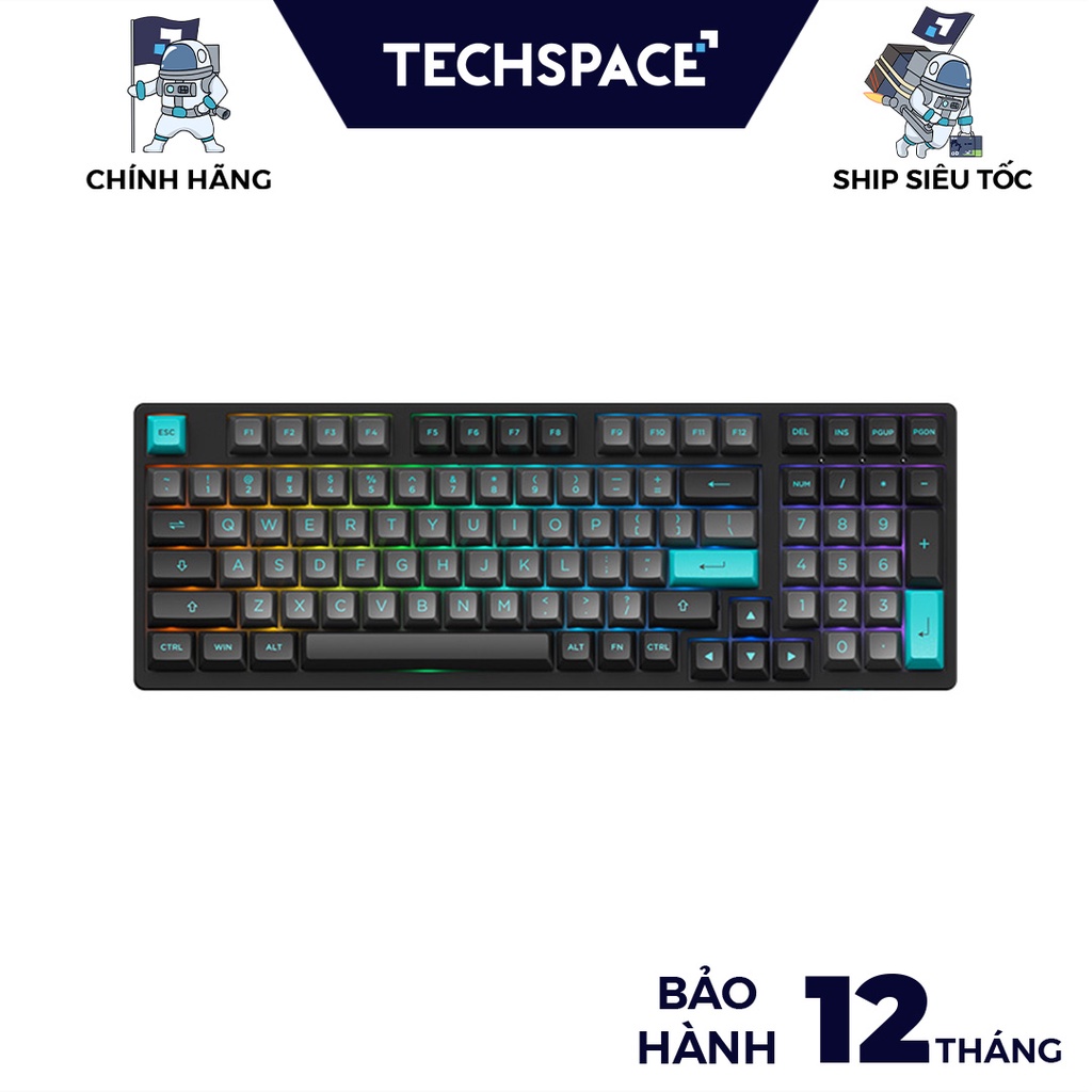 Bàn phím cơ AKKO 3098B Multi-modes Black & Cyan (Hàng chính hãng) -Bảo hành 12 tháng