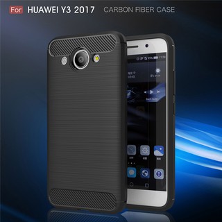 Ốp lưng nhựa TPU thiết kế sợi carbon nhiều màu sắc sang trọng chống sốc cho Huawei Y3 2017 CRO-U00 CRO-L02 CRO-L22 5.0"