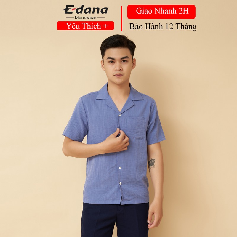 Sơ mi nam Edana Menswear vải đũi cổ vest cao cấp ngắn tay form rộng nhiều màu dành cân nặng 45 - 86kg