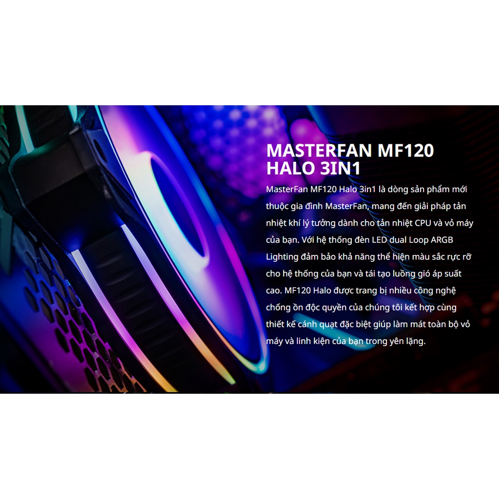 Bộ 3 fan Cooler master MASTERFAN MF120 HALO 3IN1
