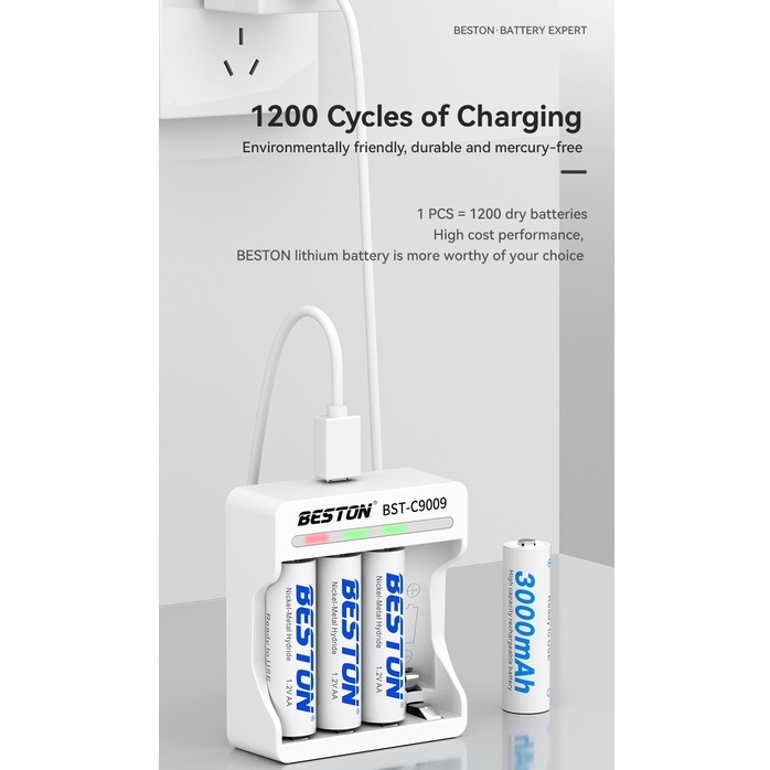 Pin sạc Beston AA/AAA, Bộ sạc Beston C9009/C8002 | Đồng hồ, micro, chuột không dây | XẢ HÀNG SALE MẠNH!!