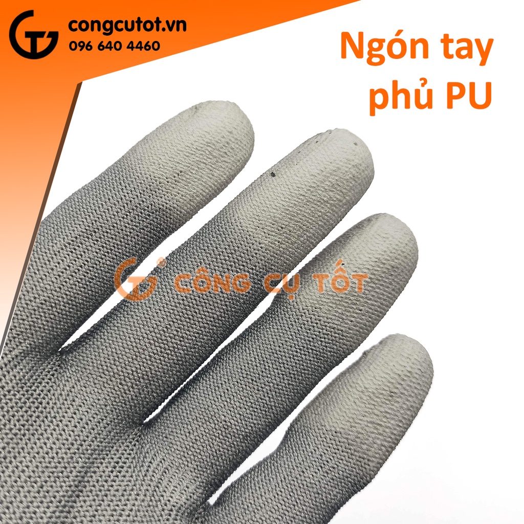 Găng tay phủ PU chống tĩnh điện, chống mòn xước