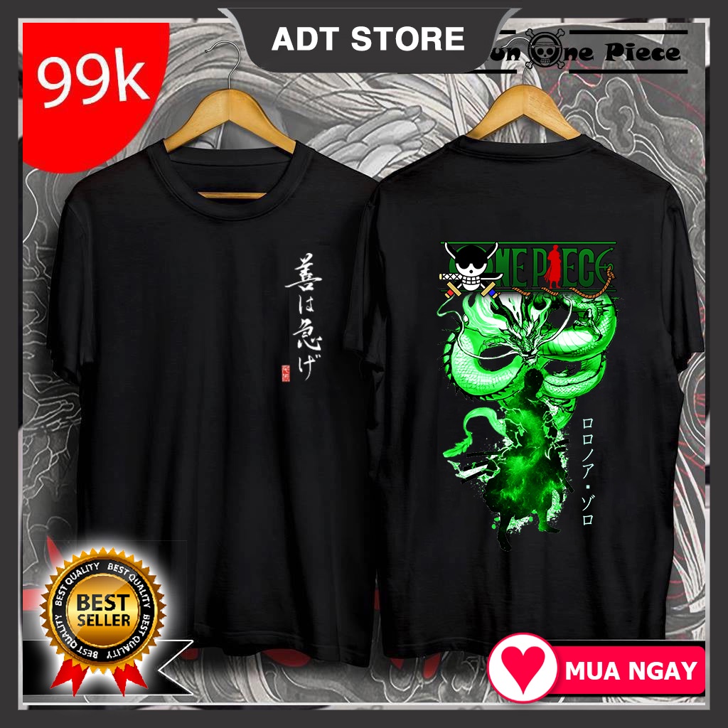 2 Mẫu Áo Thun In Hình Zoro - Monkey D. Luffy One Piece Cực Ngầu, Cực chất Full độc đẹp giá rẻ