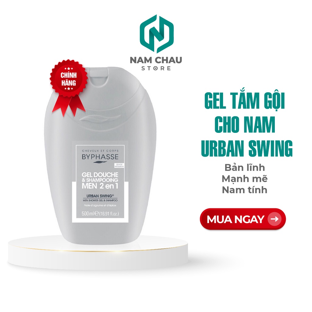 Namchaustore - Sữa Tắm Cho Nam Byphasse Gel Douche-Shampooing 2 EN 1 Homme Urban Swing 500ML