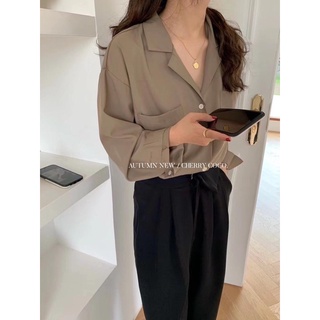 Áo sơ mi pijama lụa hai túi 91706 CHERRYCOCO