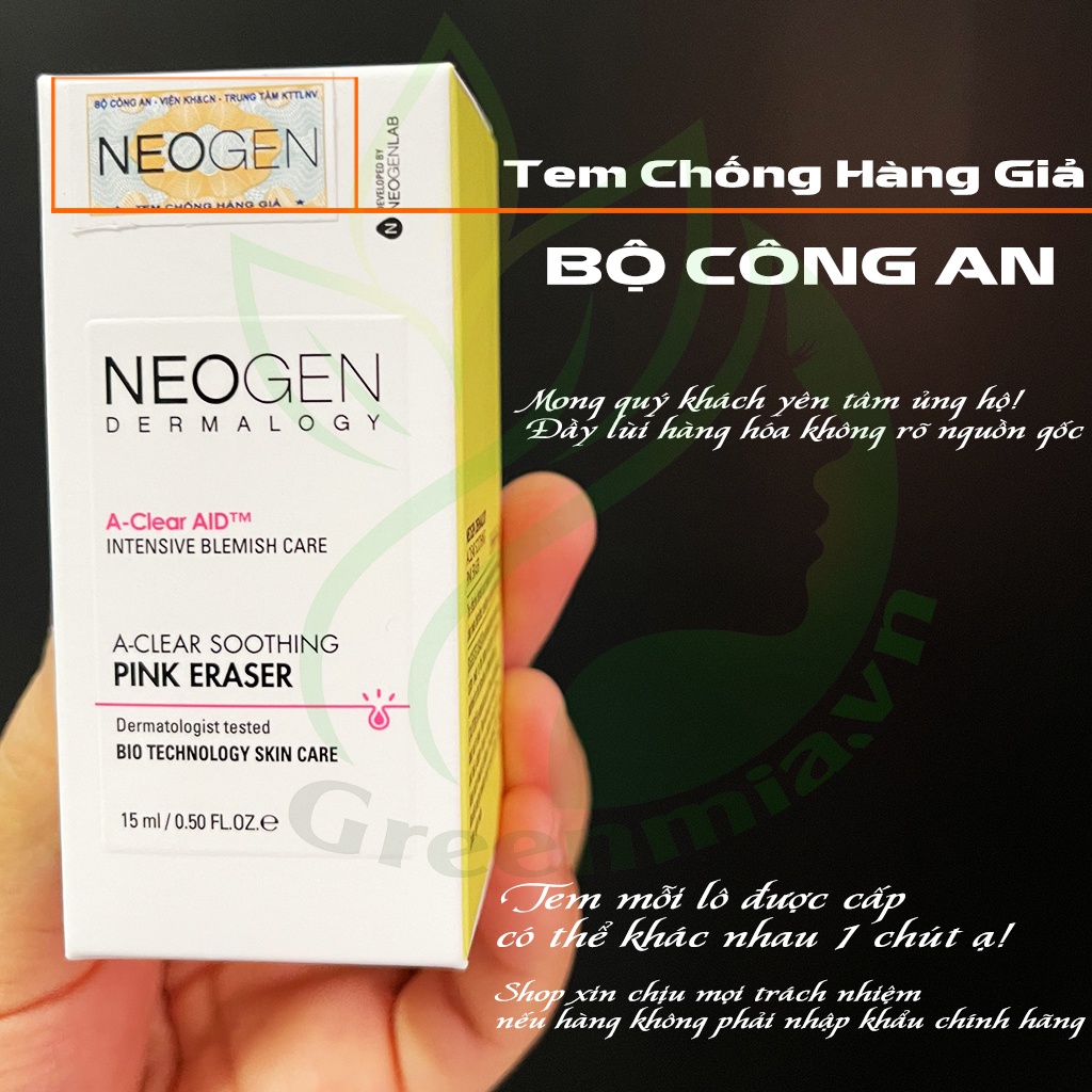 Chấm Mụn Neogen A-clear Soothing Pink Eraser 15ml Xẹp Mụn Sau 4 Giờ Giảm Xưng Đỏ Không Gây Kích Ứng Chống Nước Tốt