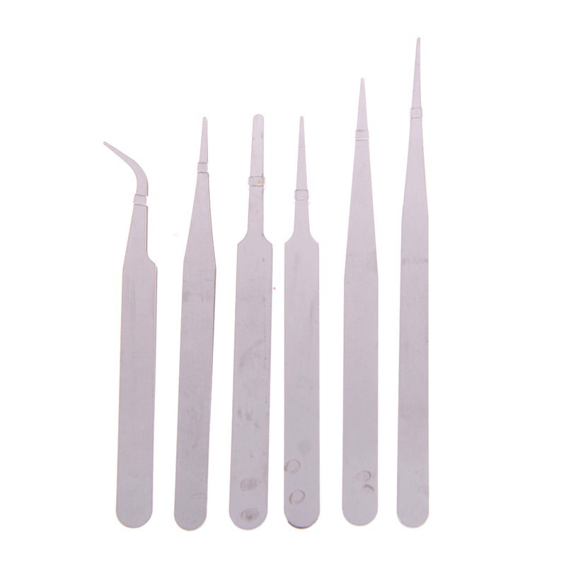Set 6 Nhíp Sửa Chữa Bằng Thép Không Gỉ Chống Tĩnh Điện