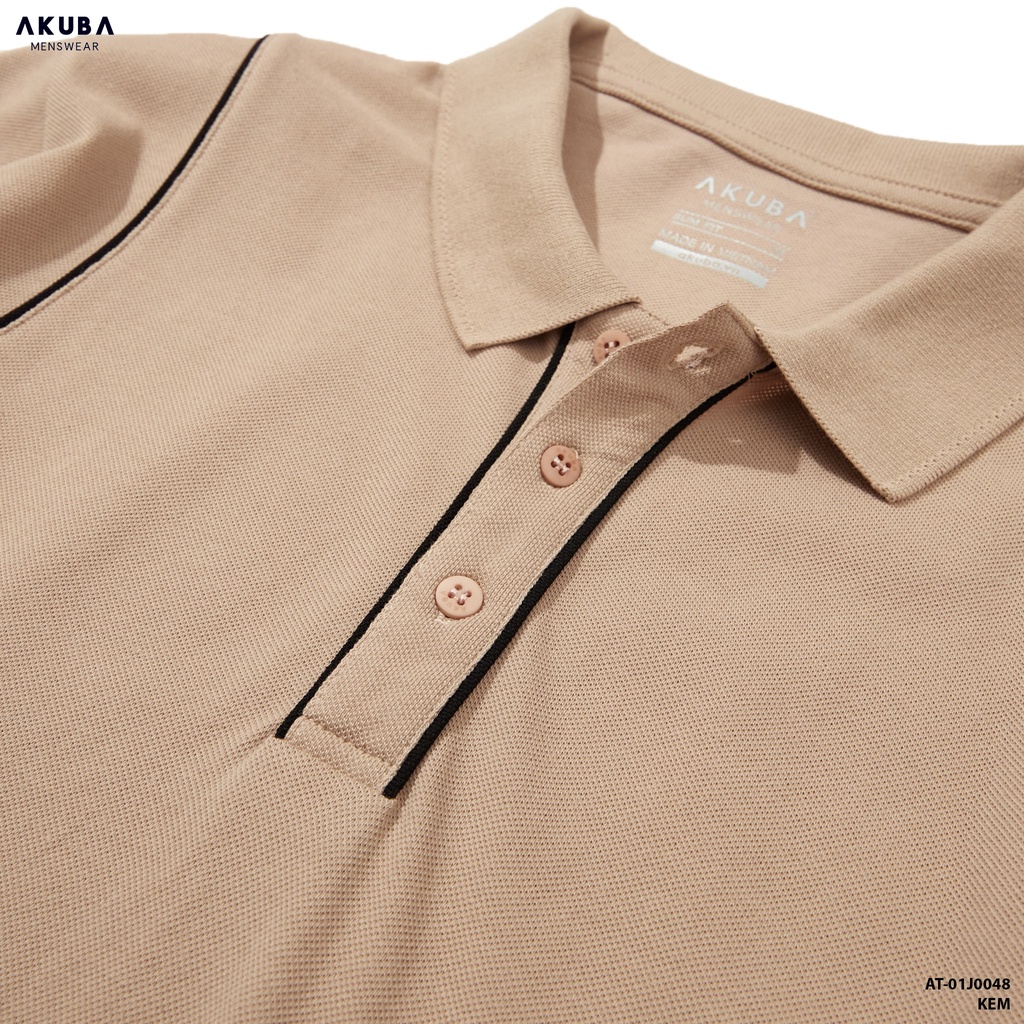 Áo polo nam trơn AKUBA form slimfit, chất liệu cotton, thiết kế đơn giản, sang trọng, dễ phối đồ 01J0048