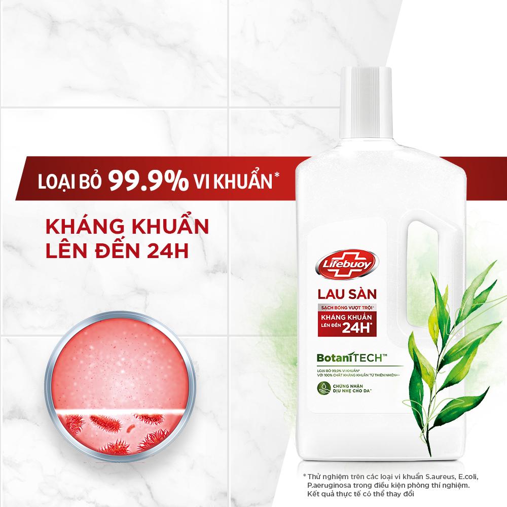 Nước Lau Sàn Lifebuoy BotaniTECH Hương Tràm Trà & Khuynh Diệp Chai 1L