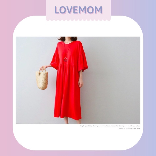 Đầm thun ngắn babydoll tay loe - Đầm bầu đẹp