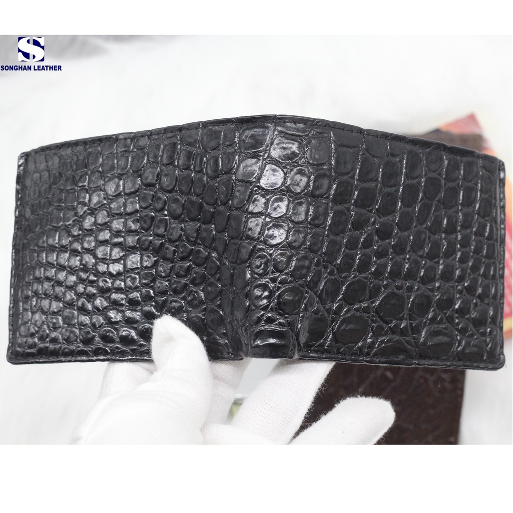 ví da nam, ví nam ngang da cá sấu vân bụng cao cấp đen, xanh, nâu SH099 BH 12 THÁNG