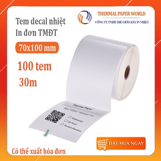 Giấy In Nhiệt Tự Dính Khổ A7 70x100mm Cuộn 300 Tem In Đơn Bill Viettel, In Đơn TMĐT
