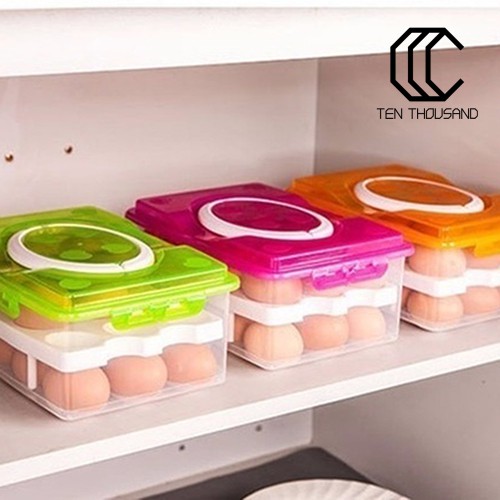 Hộp 2 tầng đựng bảo quản trứng tủ lạnh 24 ngăn bằng nhựa tiện lợi