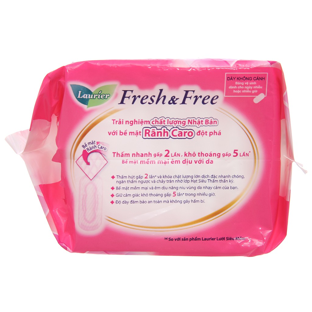 Laurier Fresh and Free siêu thấm Dày không cánh 8 miếng