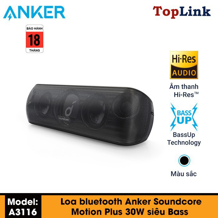 Loa Không Dây &amp; Loa Bluetooth Anker A3116 Âm Thanh Hi-Res Chất Lượng Cao, Chống Nước IPX7, Thời Gian Chơi Nhạc 12 Giờ