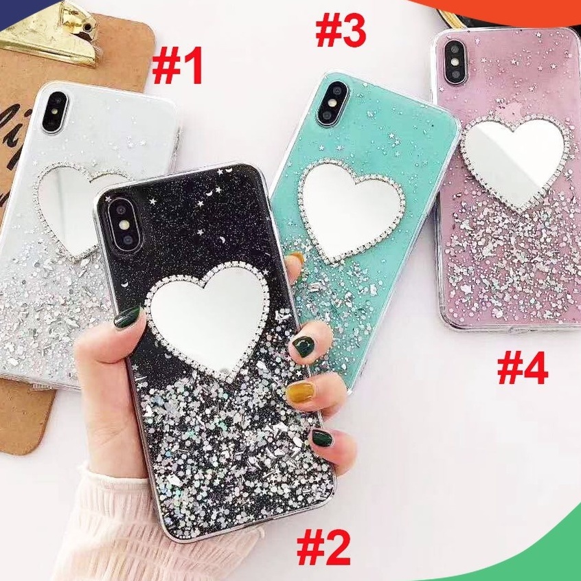 ỐP LƯNG DẺO NHŨ KIM TUYẾN TRÁI TIM GƯƠNG CHO IPHONE 7 PLUS/ 8 PLUS/ X/ Xs / XS MAX/ IPHONE 11 / 11 PRO / 11 PROMAX .