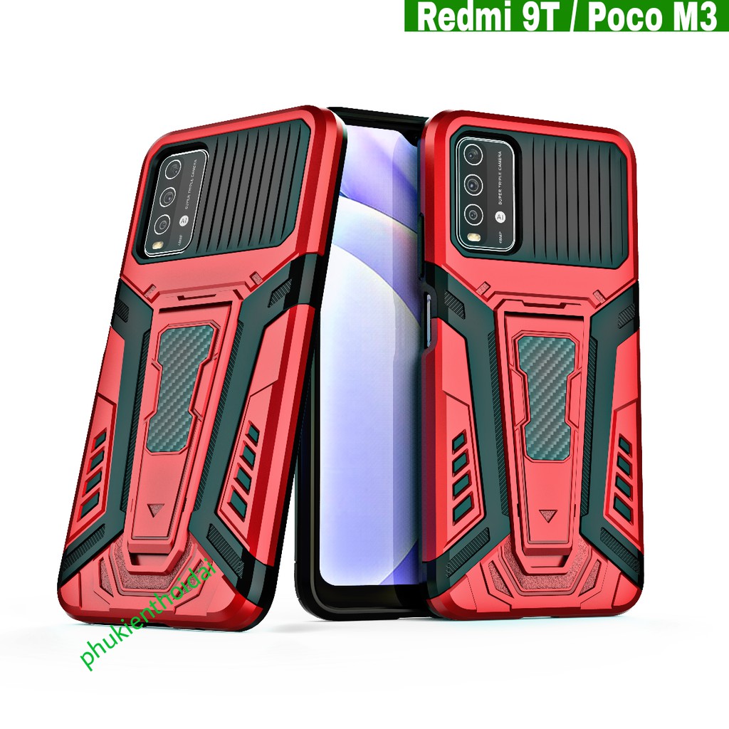 Ốp lưng Xiaomi Redmi 9T / Poco M3 Iron Man Pro chống sốc giá đỡ xem phim cao cấp
