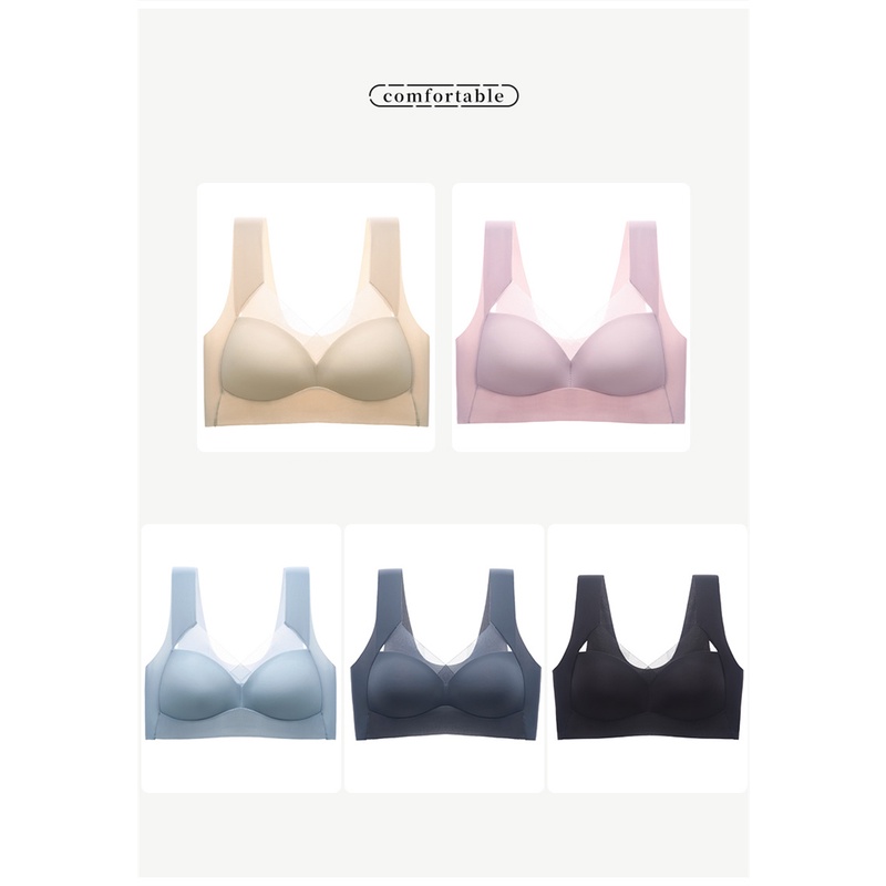 Áo ngực CuteByte cổ chữ v khoét sâu không đường may màu trơn size L-3XL thời trang 2022