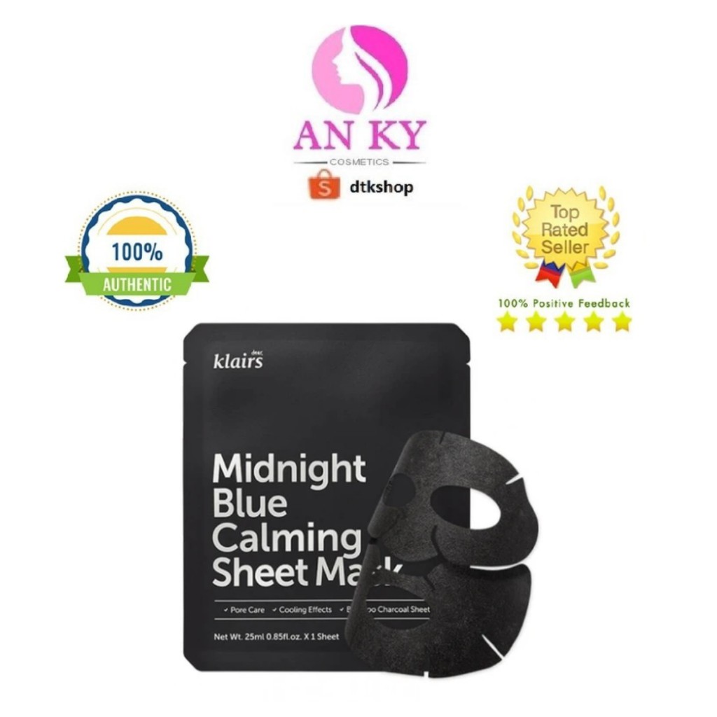 Mặt Nạ Làm Dịu Da Dear, Klairs Midnight Blue Calming Sheet Mask 25ml