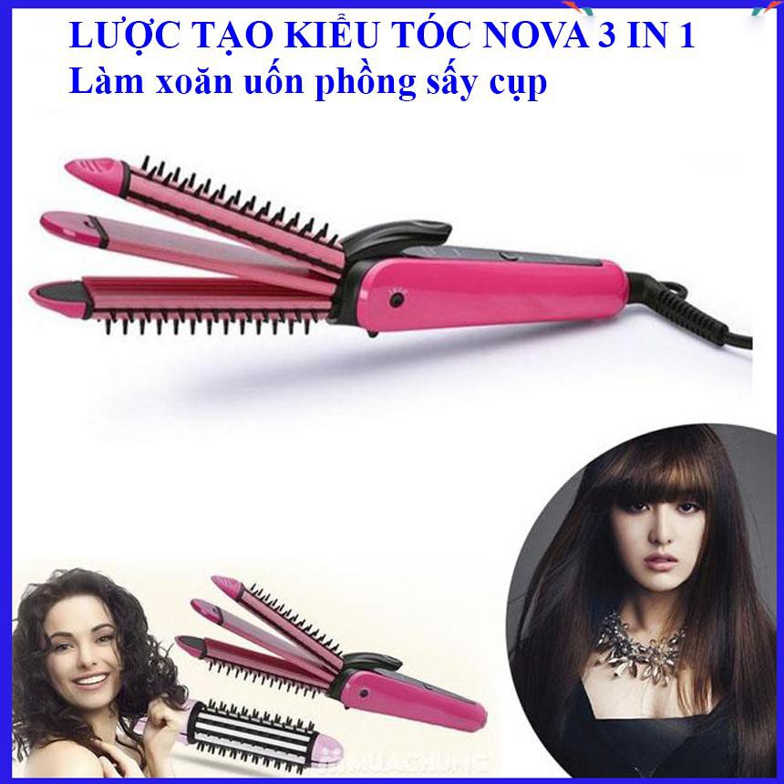 Máy duỗi tóc 3 in 1 Nova - máy uốn duỗi tóc - máy uốn duỗi bấm tóc - Máy duỗi tóc mini - Uốn Tóc Làm Xoăn Tóc