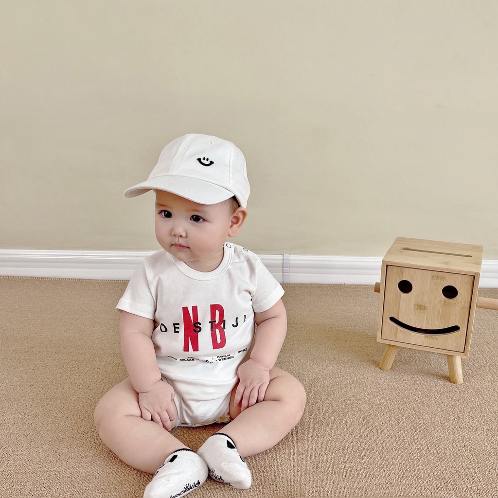 Bộ Áo Liền Quần Cotton Tay Ngắn In Hoạt Hình One Piece Dễ Thương Cho Bé Trai Gái 0-24 Tháng Tuổi