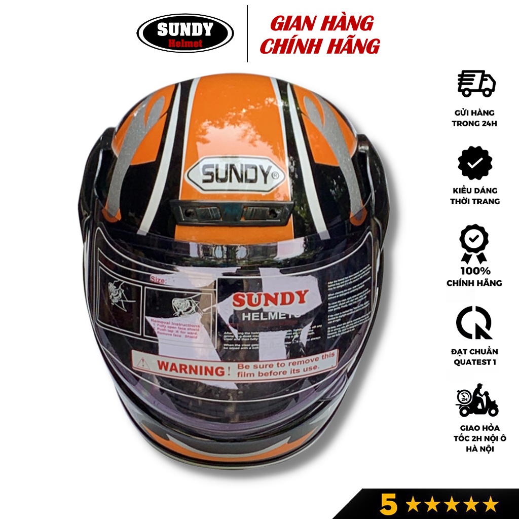 Mũ bảo hiểm fullface SUNDY HP04K cao cấp chuyên phượt, kiểu dáng mạnh mẽ, nam tính, tem hình thể thao năng động