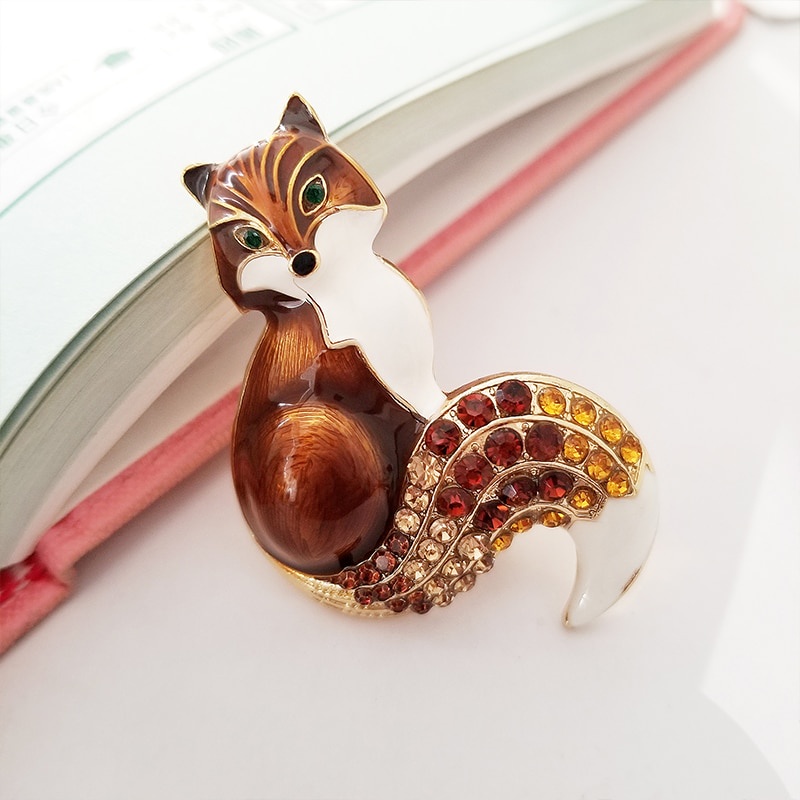 Ghim cài áo hình chú cáo đính đá 6 màu sắc thời trang