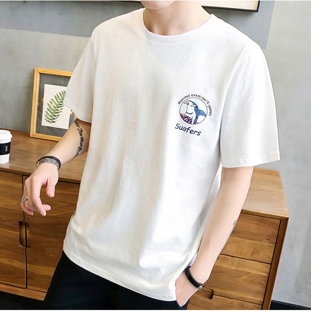 Áo phông nam nữ BABY SHARK unisex tay lỡ form rộng tee basic oversize trắng dáng xuông - Áo Thun 360