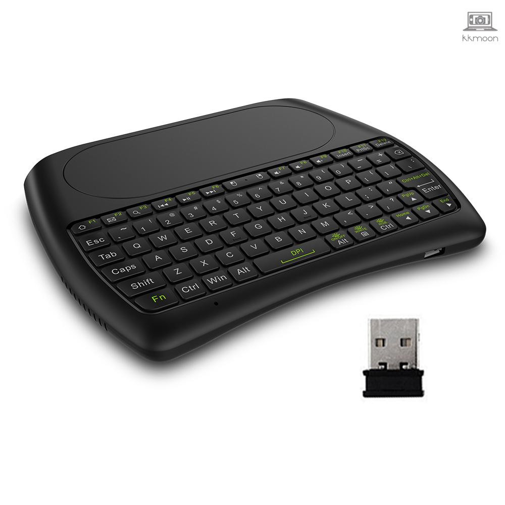 D08 2.4GHz Wireless Keyboard Touchpad Mouse Handheld Remote Control with Colorful LED Backlight for Android TV Box Smart TV PC Notebook Laptop Black