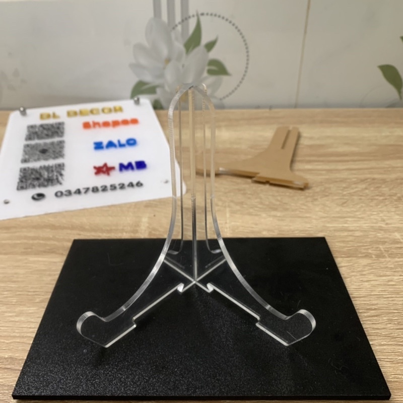 Chân, đế, giá đỡ đĩa bằng nhựa mica trong suốt để điện thoại, tranh - lắp ráp tiện dụng