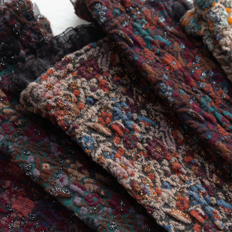 Xiangbao Vớ Ống Lửng Vừa In Hoa Phối Ren Bèo Nhiều Màu Sắc Phong Cách Harajuku Nhật Bản Ngọt Ngào Vintage